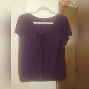 A.U.W. Blouse cap sleeves purple maroon